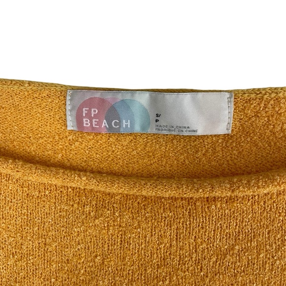 Free People FP Beach Mustard Yellow Scalloped Hem Sweater - Picture 7 of 12